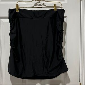 Swim Skirt With Built-In Liner Side Rushed Details Plus Size 2XL Black Modest